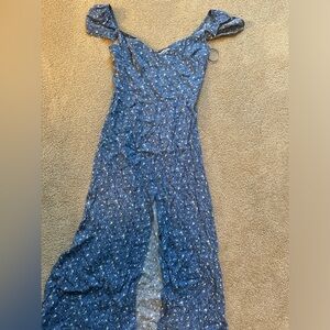 Reformation Blue Floral Print Dress